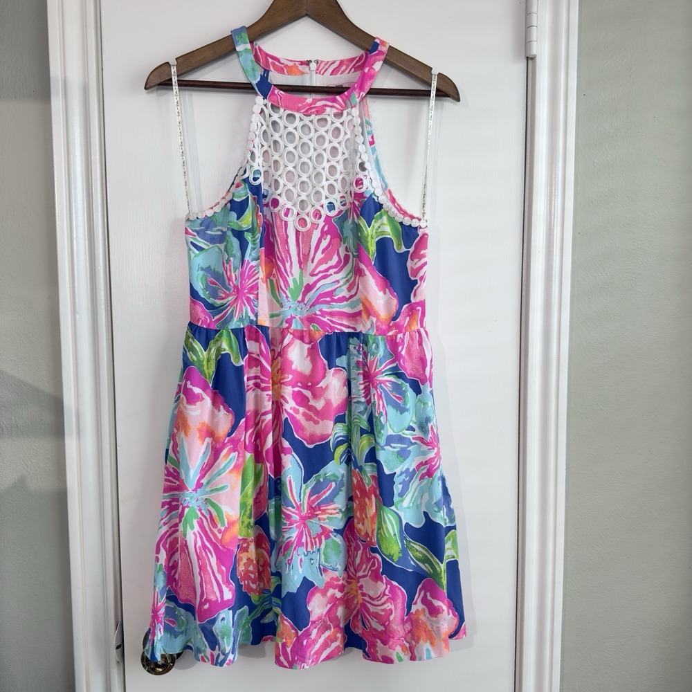 Lilly Pulitzer 8 Kinley Dress Jungle Utopia Floral Halter Vacation Resort 28919